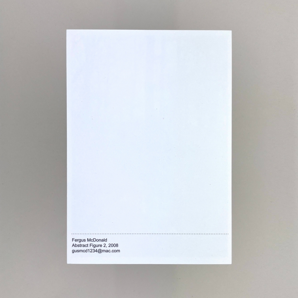 Rear of the postcard saying Fergus McDonald, Abstract Figure 2, 2008 
