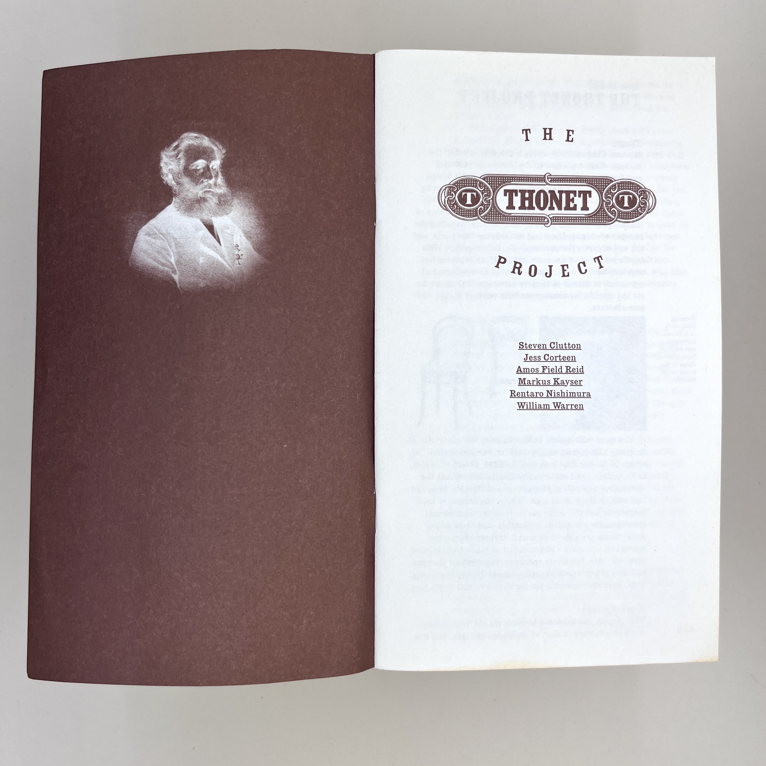 Inside pages of the pamphlet showing details and an illustration of a man